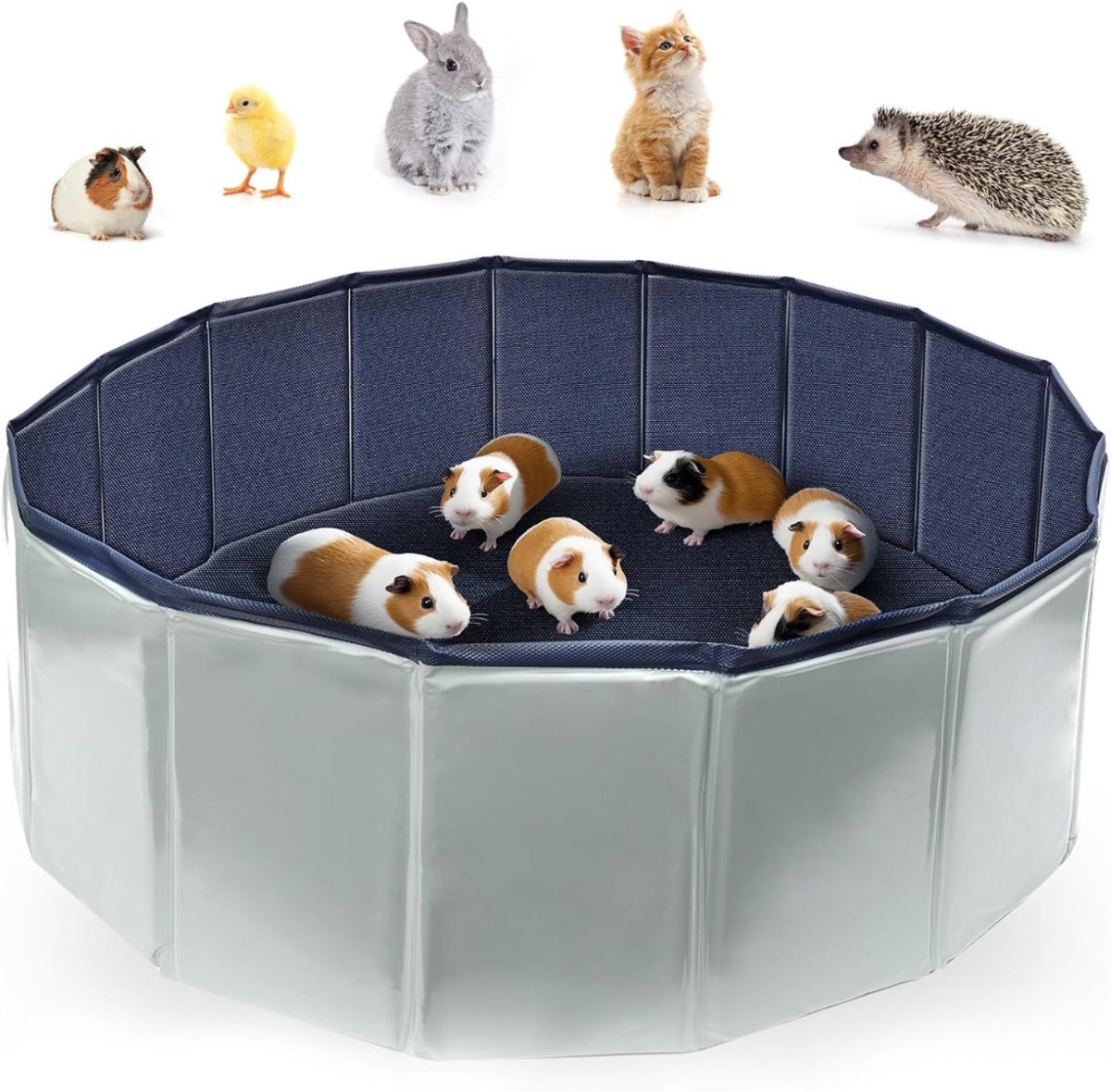 REN® Konijnenhok Binnen - Konijnenkooi voor Binnen - Konijnenkooi - Opvouwbare Kooi Tent - Grijs/Blauw - 80cm x 80cm x 30cm