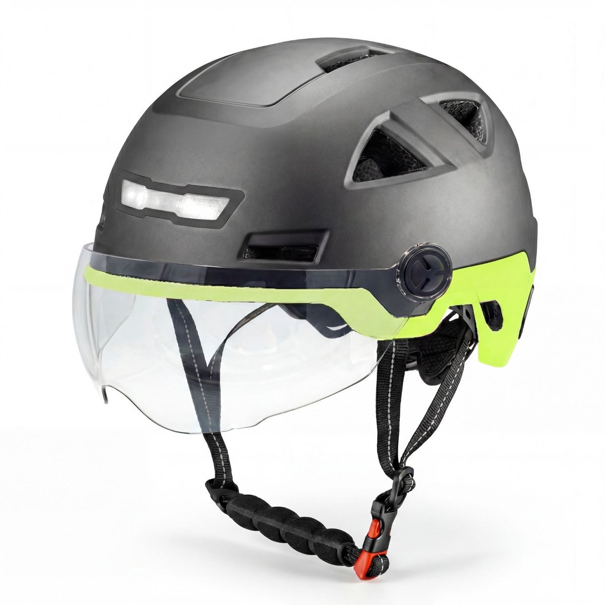 Vito E-Light Speed Pedelec helm met vizier mat zwart geel S/M 55/58cm | Snorfiets helm Snorscooter | Geschikt voor Helmplicht