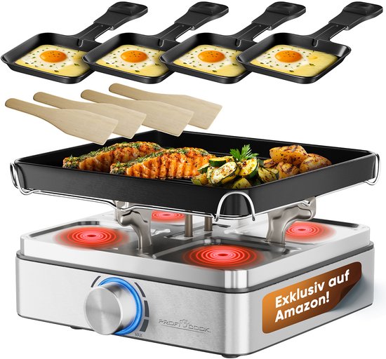 ProfiCook RG 1301 - Raclette grill - Gourmetset - 4 personen -RVS — afbeelding 4