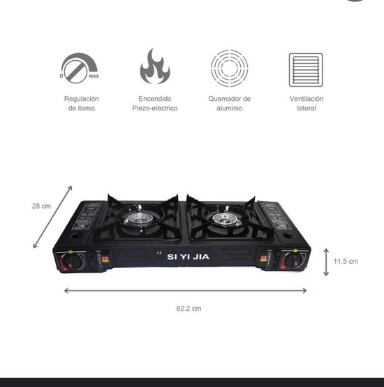 Draagbaar 2 pits gasstel campingkooktoestel cooker met 12x butaangas - Perfect voor noodsituaties, outdoor, caravan en kamperen, inclusief 2 branders, gaspit, campeergas, gasstove en portable cooker, van Draagbaar — afbeelding 3