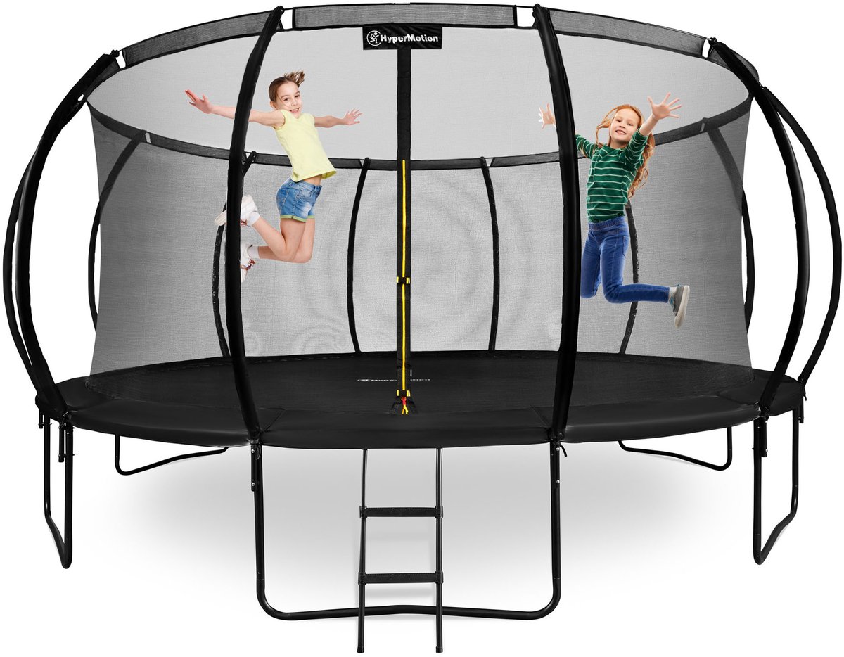 HyperMotion Kindertuintrampoline 3+, trampoline met ladder en binnennet voor huis en tuin, kinderspeelplaats, kindertrampoline, dubbele poten, 487 cm, 16 ft