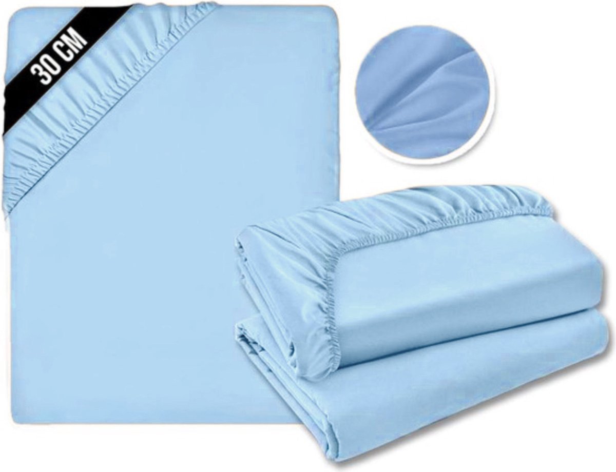 NBAP® Matrasovertrek 180x200 - Hoeslaken - Matrashoes - Super Zacht - Licht Blauw