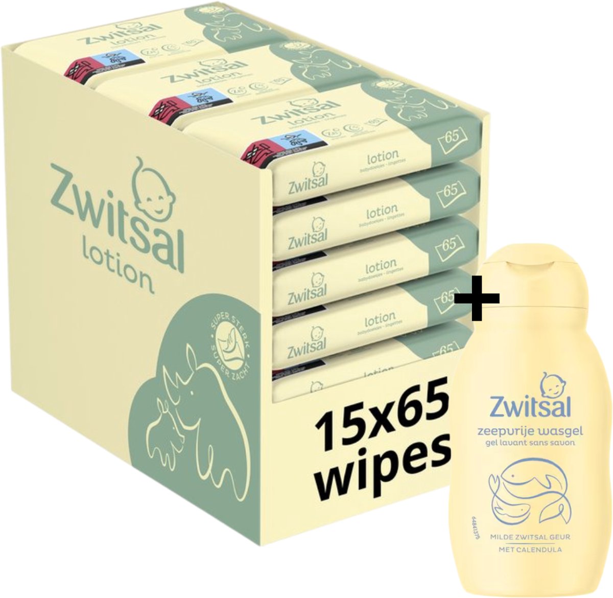 Zwitsal Billendoekjes - Lotion - 975 doekjes - Voordeelverpakking - Inclusfief Zeepvrije Wasgel