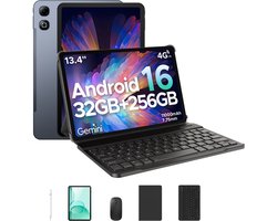 DOOGEE Tab G6 Max VIP - Tablet - 32GB RAM+256GB ROM (2TB TF) - 13,4 Inth FHD+ 90Hz - 4G LTE - 11000mAh/18W - Dubbele luidspreker - 5G WiFi - GPS - 3,5 mm audio - Face ID - met toetsenbord/pen/muis tablet - Grijs