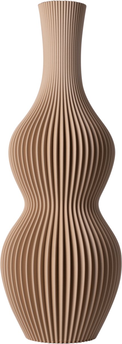 Slimprint Vaas NAMI, Beige, D18,6 x H50 cm, Moderne Tafelvaas met Organisch Design voor Pampas Pluimen, Gemaakt van Gerecycled Biokunststof van Fruitverpakkingen