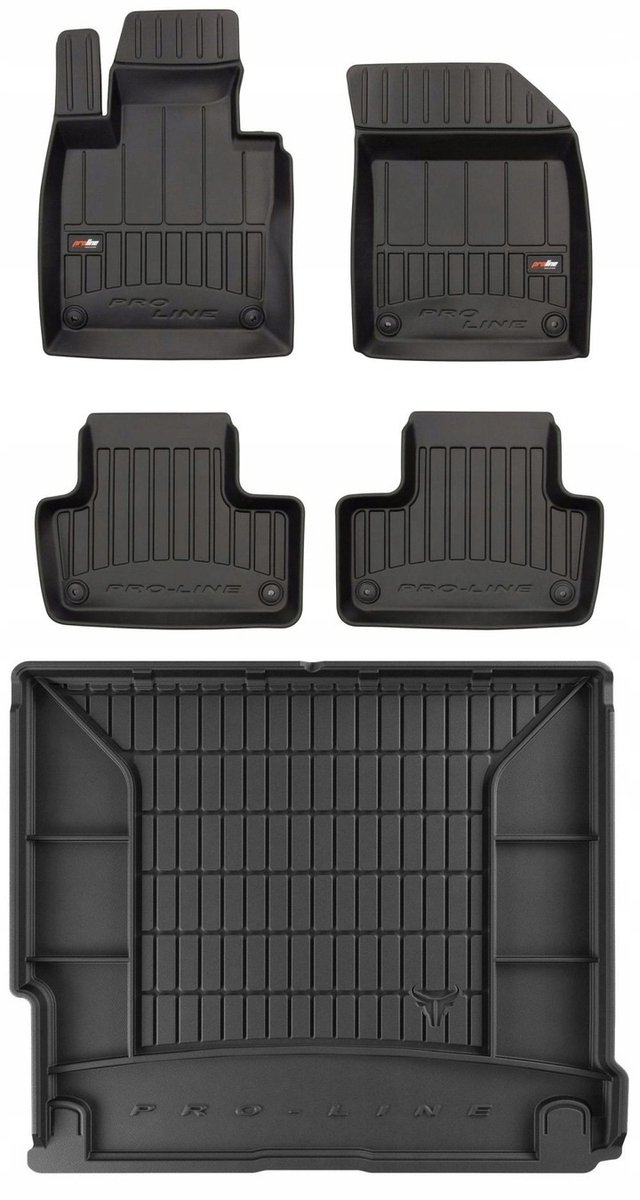 Frogum ProLine Complete Set: Luxe Rubberen Automatten + Kofferbakmat - Geschikt voor VOLVO XC60 II Vanaf 2017 - Perfecte Pasvorm - Geurloos TPE - Zwart