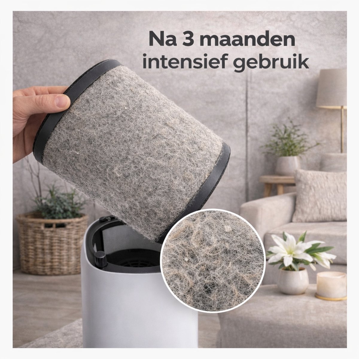Zenvo Luchtreiniger- 360 m3/u - Werkt tegen huisstofmijt, hooikoorts, allergie, stof - Met HEPA 13 Filter - Air Purifier - Clean Air — afbeelding 3