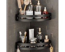 Dutchers® 2 Stuks Doucherek Zonder Boren – Badkamerrek - Doucherek Hangend - Doucheplank - Badrekje - Kunststof ABS Badkamer Opbergrekken – Voor Wastafel, Toilet & Douche – Wandplanken Set