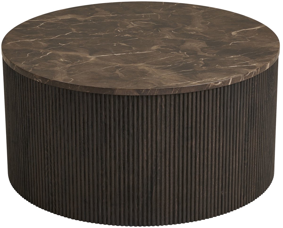 House Nordic Salontafel Rota - Rond Donkerbruin Marmerlook - Ø80x40cm