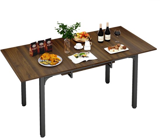 Puluomis – Table à manger extensible – 110–149 x 70 cm – Table de cuisine – avec pieds métalliques – Plateau rectangulaire pour 4–6 personnes