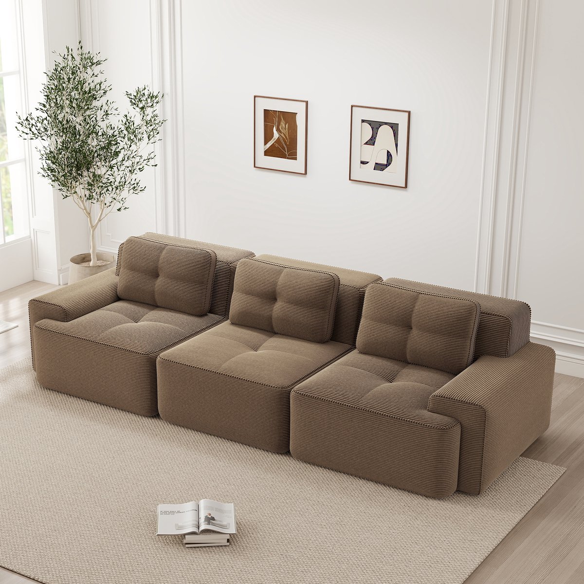 FloraGrace Modulaire Hoekbank 74 Cm Diepe Zit - Wolkzacht Comfort Zonder Montage - Antisli