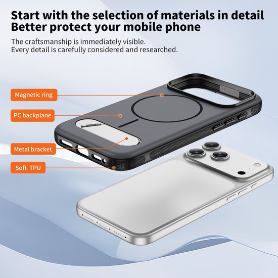 Étui IYUPP compatible avec iPhone 17 - Compatible avec MagSafe - Avec Support Kickstand - Coque Arrière - Vert