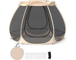KOMFOTTEU Pop-up bubbel tent 312x269x210 cm voor 4-6 personen, transparante koepel van glasvezel met oprolbare deur en haringen, windbestendige touwen, voor kamperen/picknicken/sporten