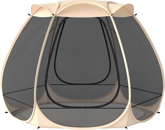 KOMFOTTEU Pop-up bubbel tent 312x269x210 cm voor 4-6 personen, transparante koepel van glasvezel met oprolbare deur en haringen, windbestendige touwen, voor kamperen/picknicken/sporten van Merkloos — afbeelding 3