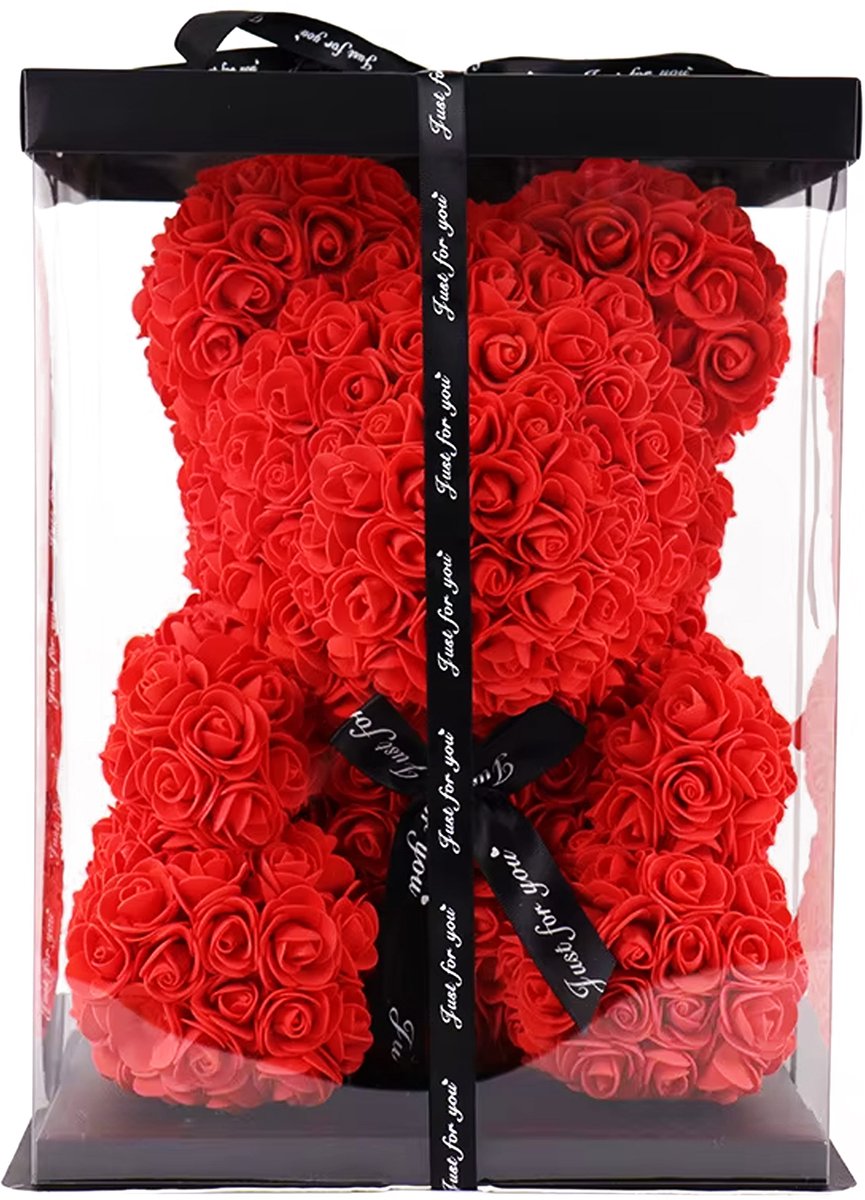 Happy Holidayz Rode Rozen XXL Moederdagbeer met Luxe Cadeauverpakking - 38 cm - Moederdag - Roos Teddybeer - Perfect Moederdag Cadeau voor haar - Moederdagbeer Incl. Luxe Giftbox - Moederdagcadeau voor haar