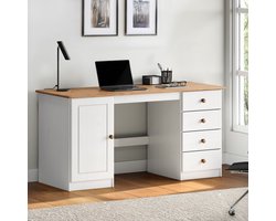 MANAGER-bureau met 4 lades - Wit/eiken