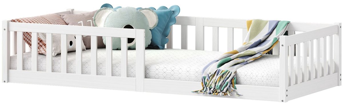 IDIMEX GUSTAVO-vloerbed 90 x 190 cm met valbeveiliging – Wit