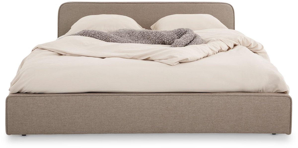 Gestoffeerd bed MARINI 140x200 cm met lattenbodem – greige