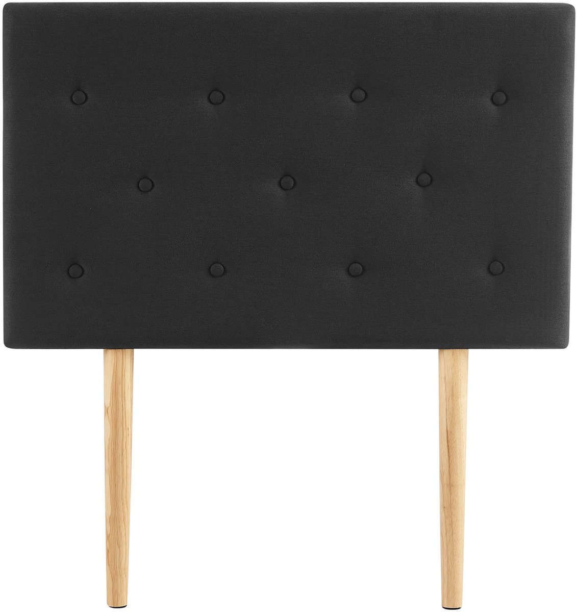 MAVELI hoofdbord met houten poten 90 cm in zwart - Beddenhoofdbord met stoffen bekleding, hoofdbord met poten, bedhoofdbord, doorgestikt met knopen - Hoofdafbeelding