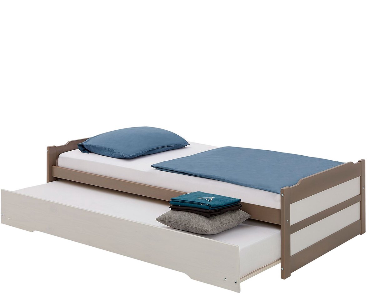 LORENA tandem 190 x 90 cm taupe/wit gelakt
