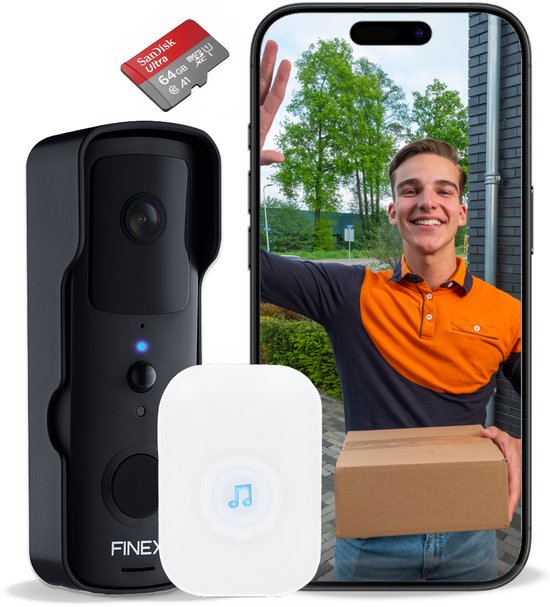 Finex Video Deurbel - Inclusief binnenbel, SD kaart (32GB) &