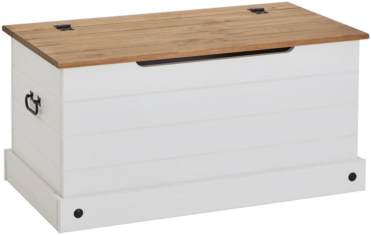 Commode bank CAMPO massief grenen wit/bruin gelakt