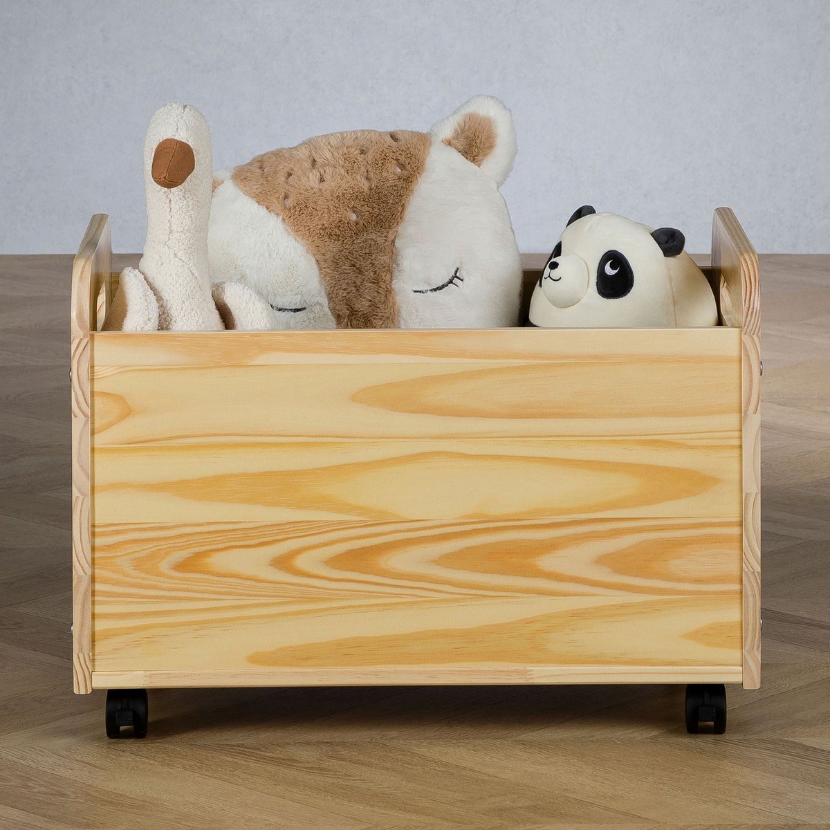 Speelgoedkist BENJAMIN van massief dennenhout naturel - opbergkist voor kinderkamer, speelgoedkist, houten kist met wieltjes, opbergkist hoofdfoto