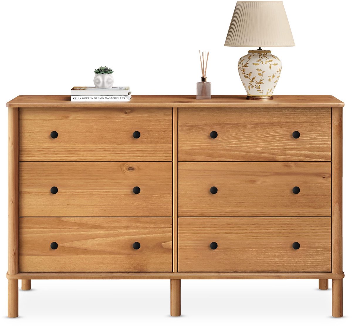 IDIMEX APOANA-commode van massief hout met 6 lades – eikenkleuren bruin