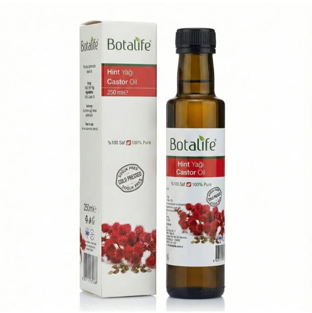 Botalife - Castor Olie - Koudgepreste olie - 100% Puur & Natuurlijk - Wonderolie - Hint Olie - 250 ml