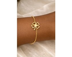 La Rosa Princesa Klavertje Vier Armband • 316L Premium Stainless Steel • Gold Plated • Geluksarmband met Betekenis • Verguld Lucky clover