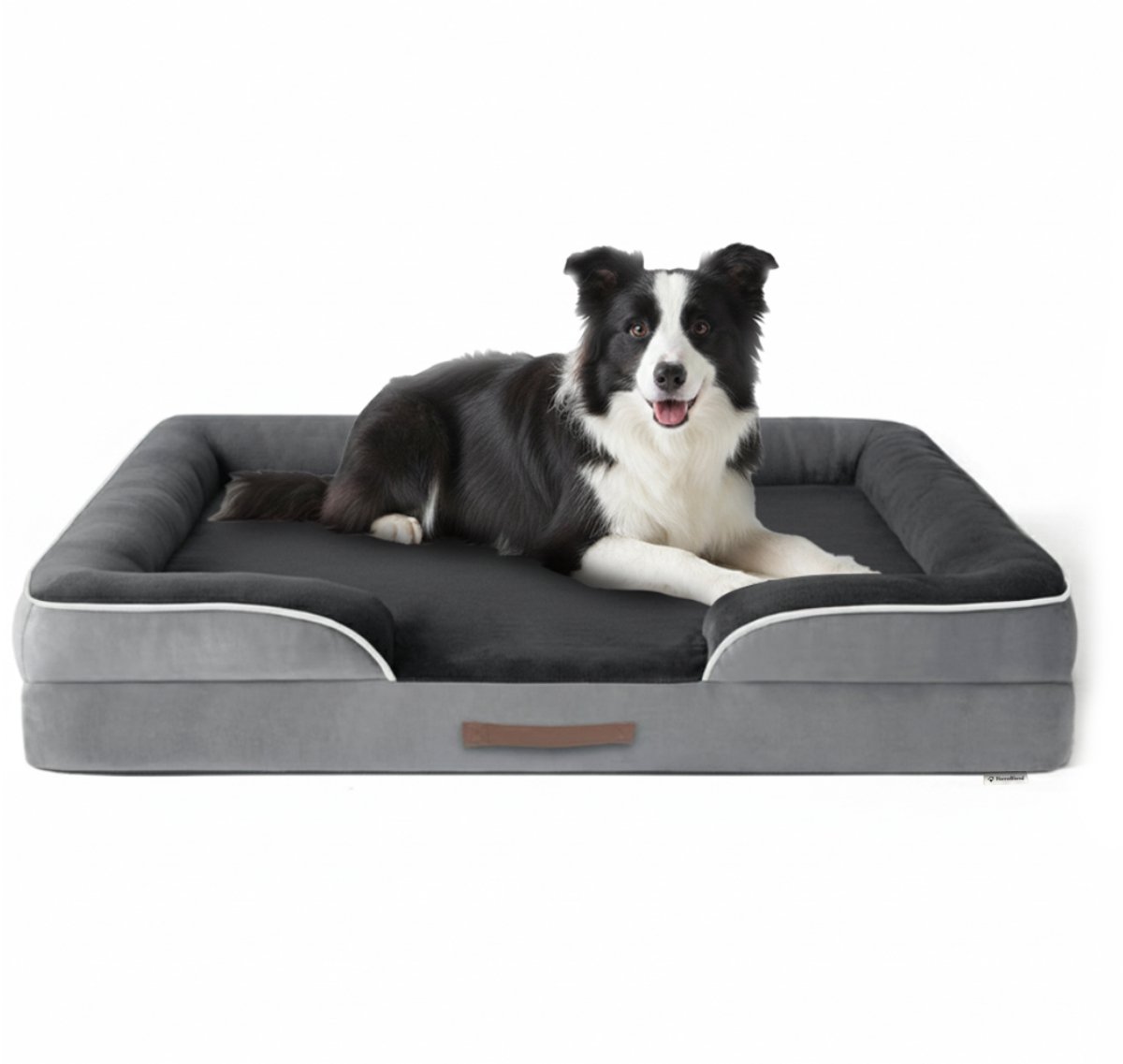 Home Deluxe - Orthopedisch hondenbed Scooby - Afmetingen: 120 x 85 x 20 cm, kleur: zwart/grijs, incl. dierendeken en rugbyball, katoenen vulling, wasbare hoes, hondenbed, hondenkussen, bed voor honden