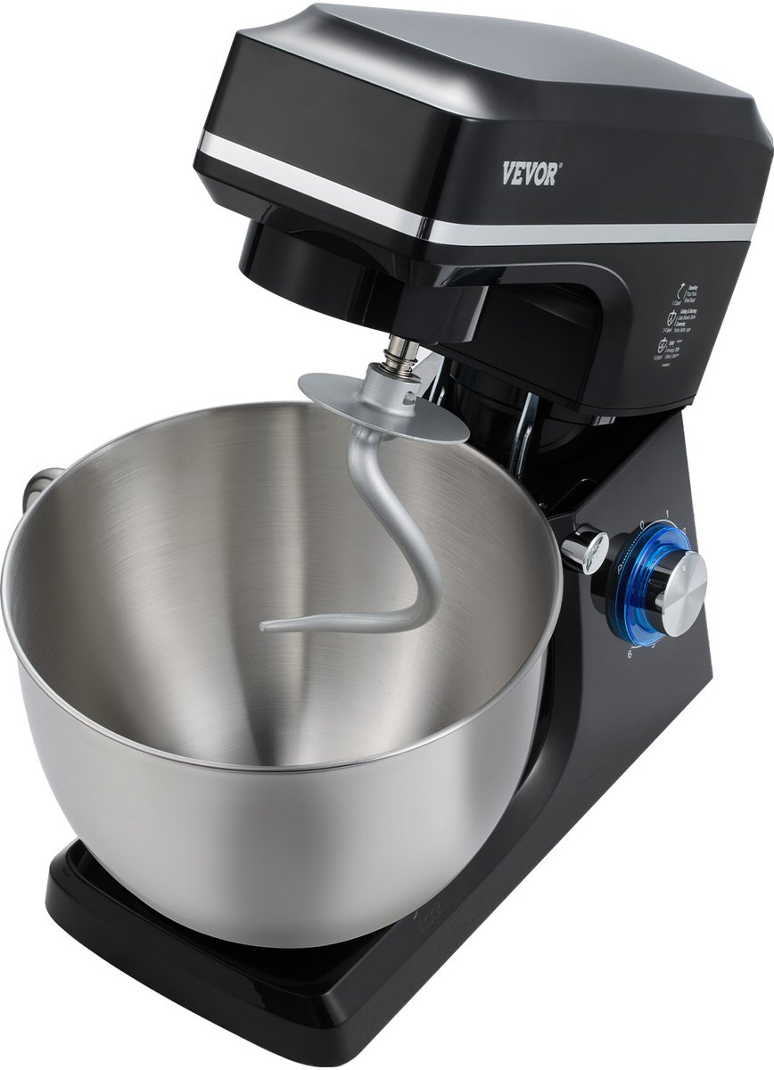 VEVOR Keukenmachine Elektrische Deegmixer 7,84L 1400W Zwart Standmixer