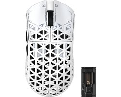 ATTACK SHARK R5 Ultra - Draadloze Gaming Muis - PAW3950 MAX - Koolstof Element - Ultralichte(39g) - Wired/2.4G/BT - 42000DPI - 8Khz - Wit