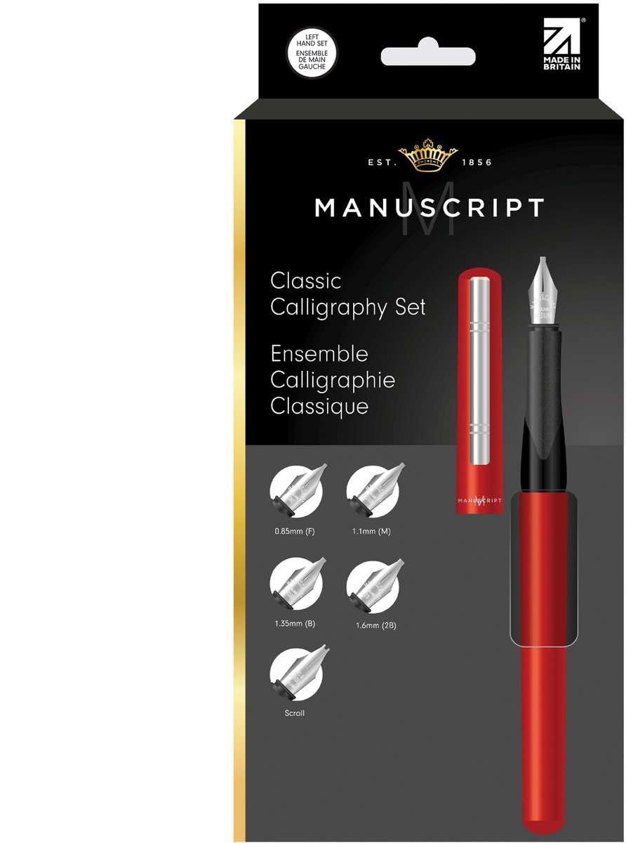 Manuscript -kalligrafieset linkshandigen
