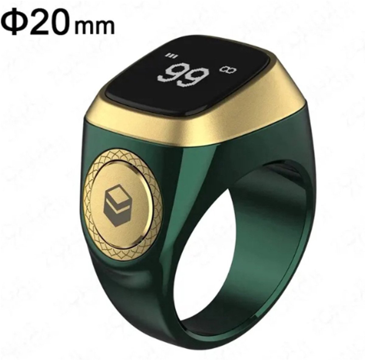 iQibla Zikr Ring - Digitale Tesbih & Tasbih Ring - Slimme Islamitische Ring met Gebedstijden Herinnering - Bluetooth - Aluminium - vingerteller