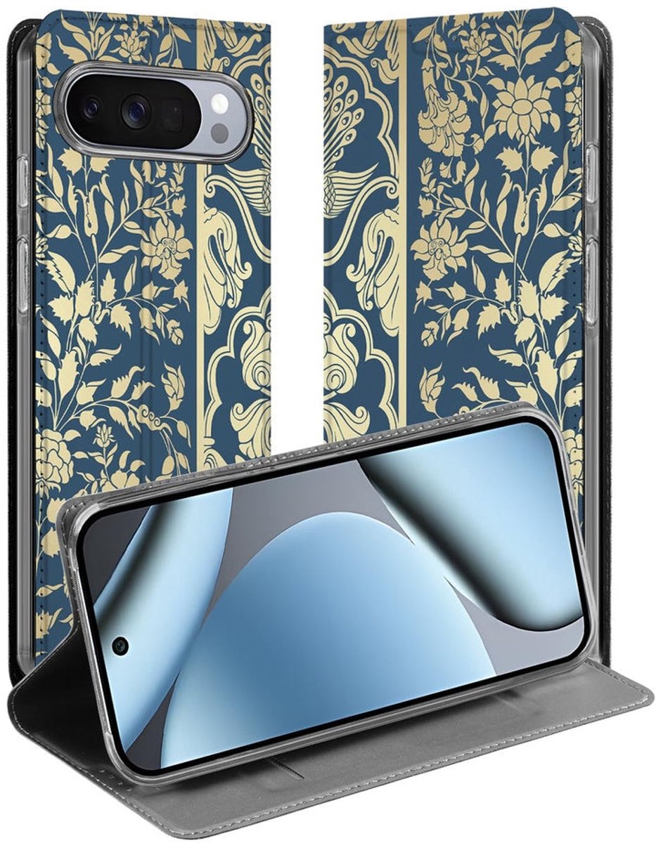 Google Pixel 10 Pro Smart Cover Hoesje Beige Flowers