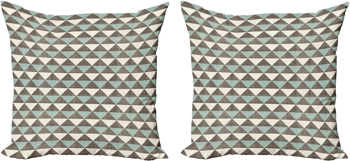 ABAKUHAUS Geometrische decoratieve kussenhoez 2-pack, kubistische driehoek 50x50 cm, amandelgro zwart, grijs
