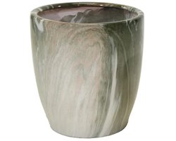 Bloempot egg hoog marmerlook emperor d39h42 groen