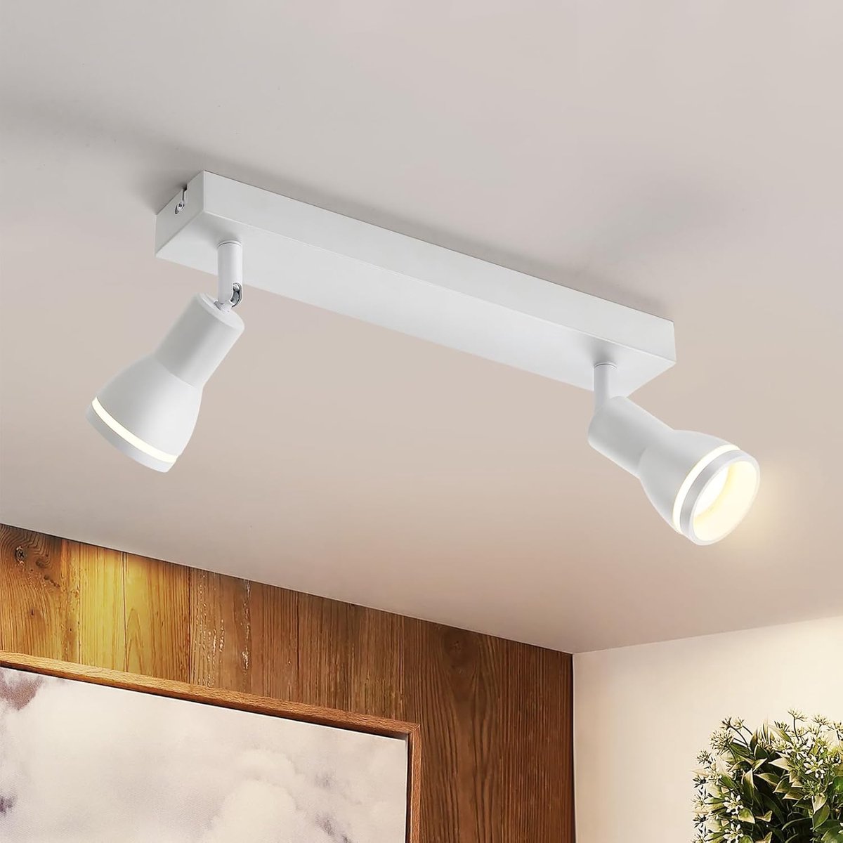 Glitzerlife - Plafondspot Plafondlamp - 2x GU10 opbouwspot - verstelbaar 180°/355° draaibaar- modern wit metaal aluminium acryl - Ø30cm - voor woonkamer keuken slaapkamer hal