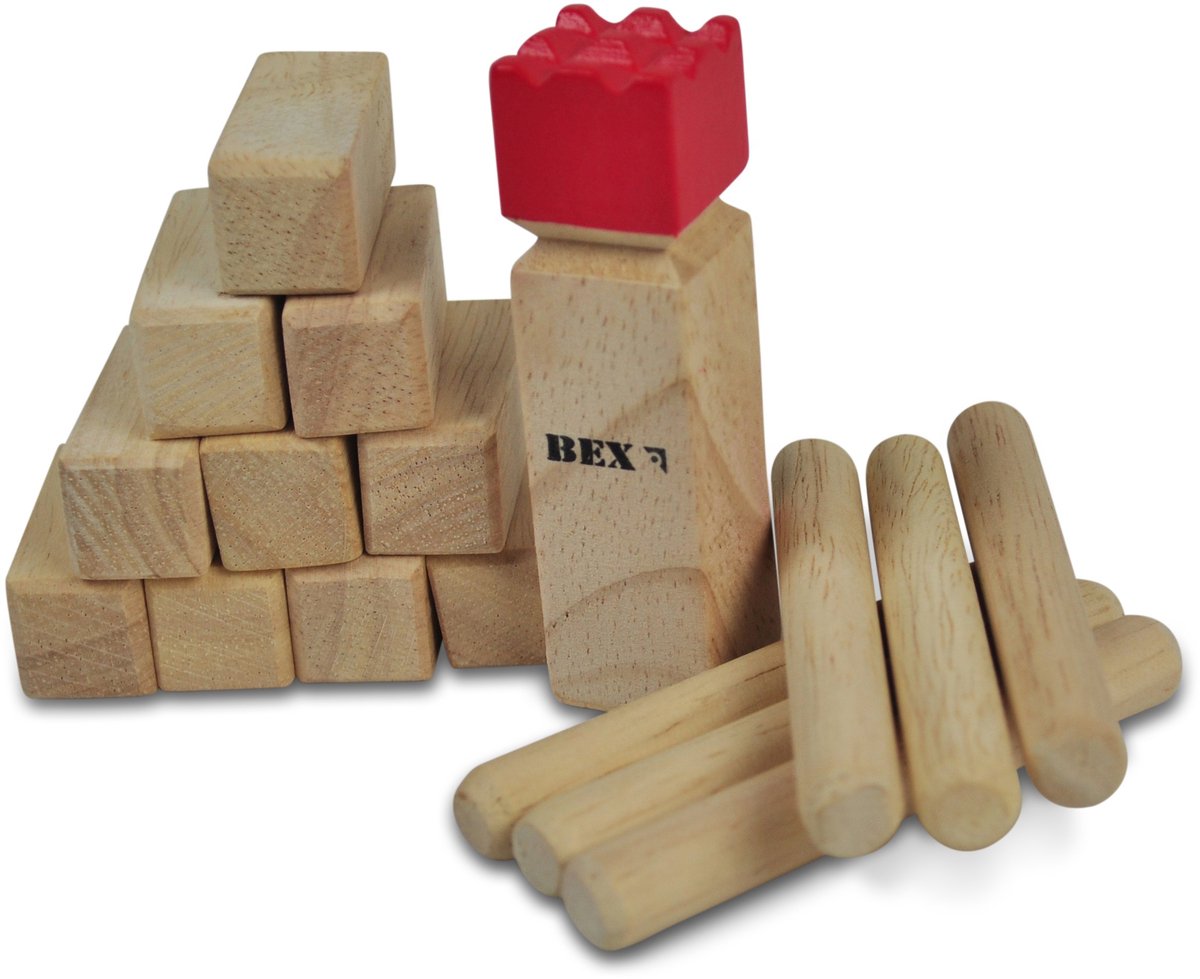 Bex Kubb Mini – Zweeds Vikingschaak – Tafelmodel & Decoratief Spel – Massief Rubberhout – Koning Met Rode Kroon – Vanaf 8 Jaar — afbeelding 2