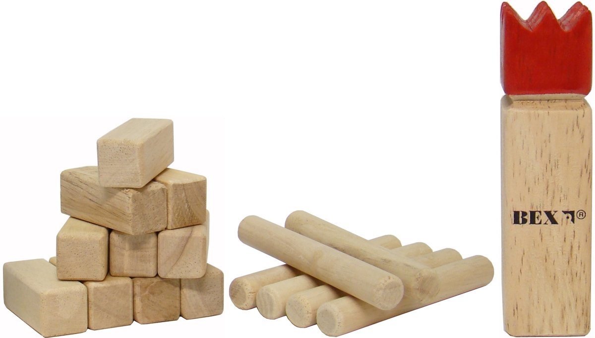 Bex Kubb Mini – Zweeds Vikingschaak – Tafelmodel & Decoratief Spel – Massief Rubberhout – Koning Met Rode Kroon – Vanaf 8 Jaar — afbeelding 14