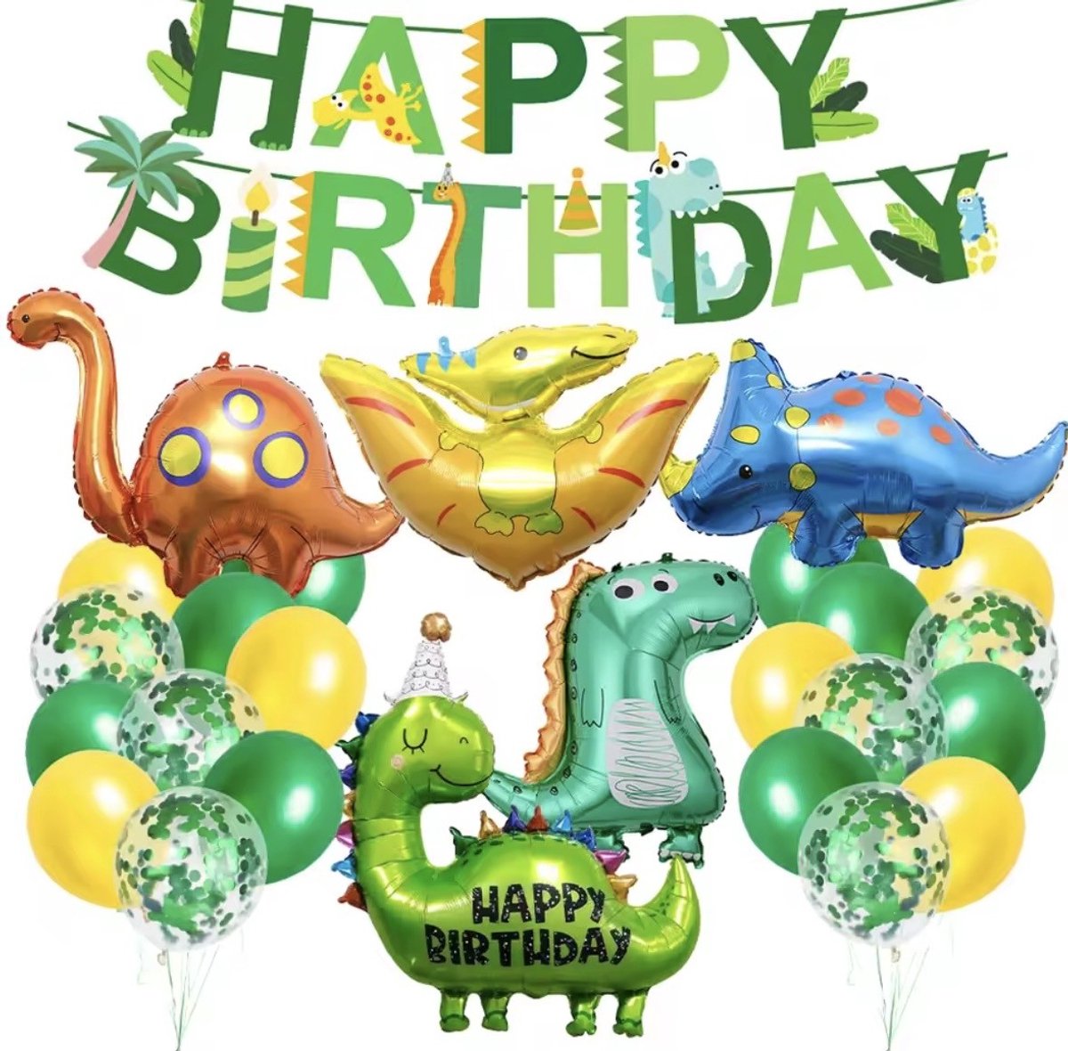 Dino Verjaardagsdecoratie Set - Ballonnen, Banner, en Versieringen voor een Feest met Dino-Thema