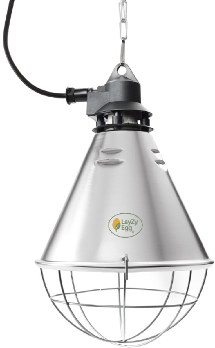 LayZyEgg® Warmtelamp Armatuur E27 – Porseleinen Fitting – Aluminium Kap – 2,5m Snoer – Voor Kuikens, Pups, Kittens & Reptielen