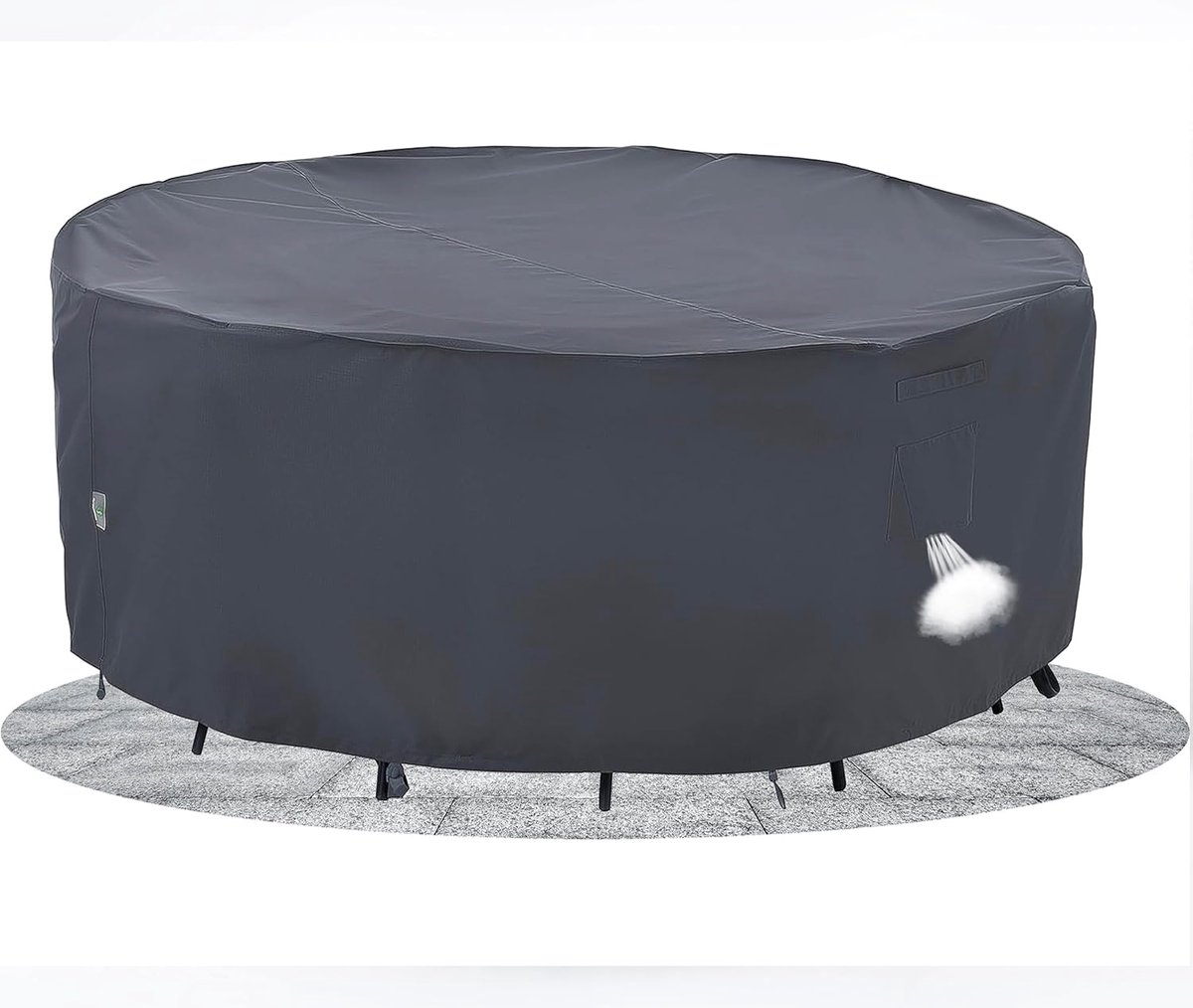 Famanu Ronde tuinmeubelhoes - robuuste en scheurvaste beschermhoes voor tuinmeubelen - waterdicht en sneeuwbestendig - geschikt voor zomer en winter - grijs - 230 x 80 cm