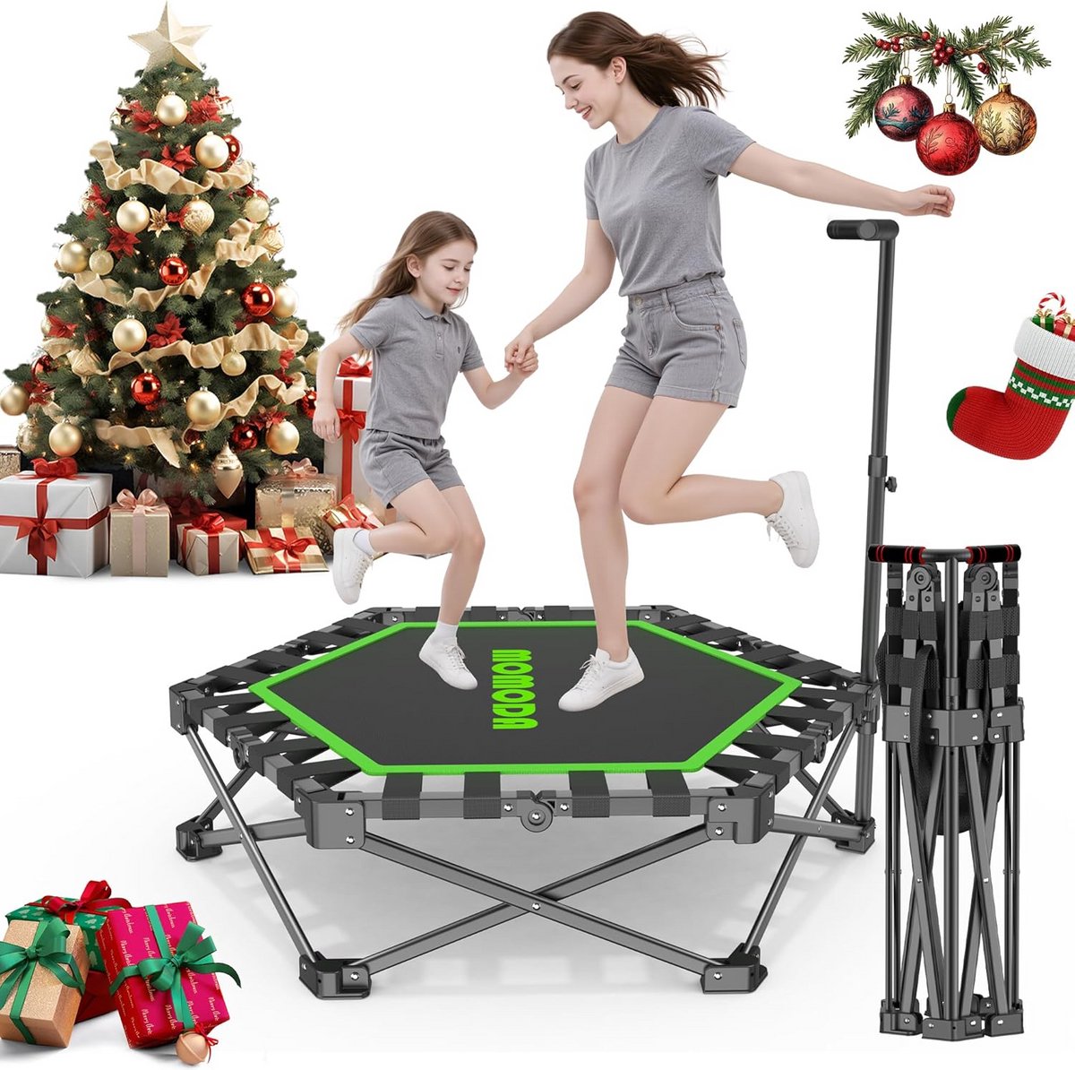 Opvouwbare Mini Trampoline 30"/45" - Indoor Rebounder voor Kinderen en Volwassenen - Oefening Cardio Trainer met Handvat - Max Belasting 200 lbs