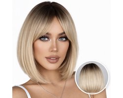 SassyGoods Blonde Pruik Blond Bob - Pruiken Dames Kort Haar - Wig - Haarwerk - Wasbaar - 30 cm