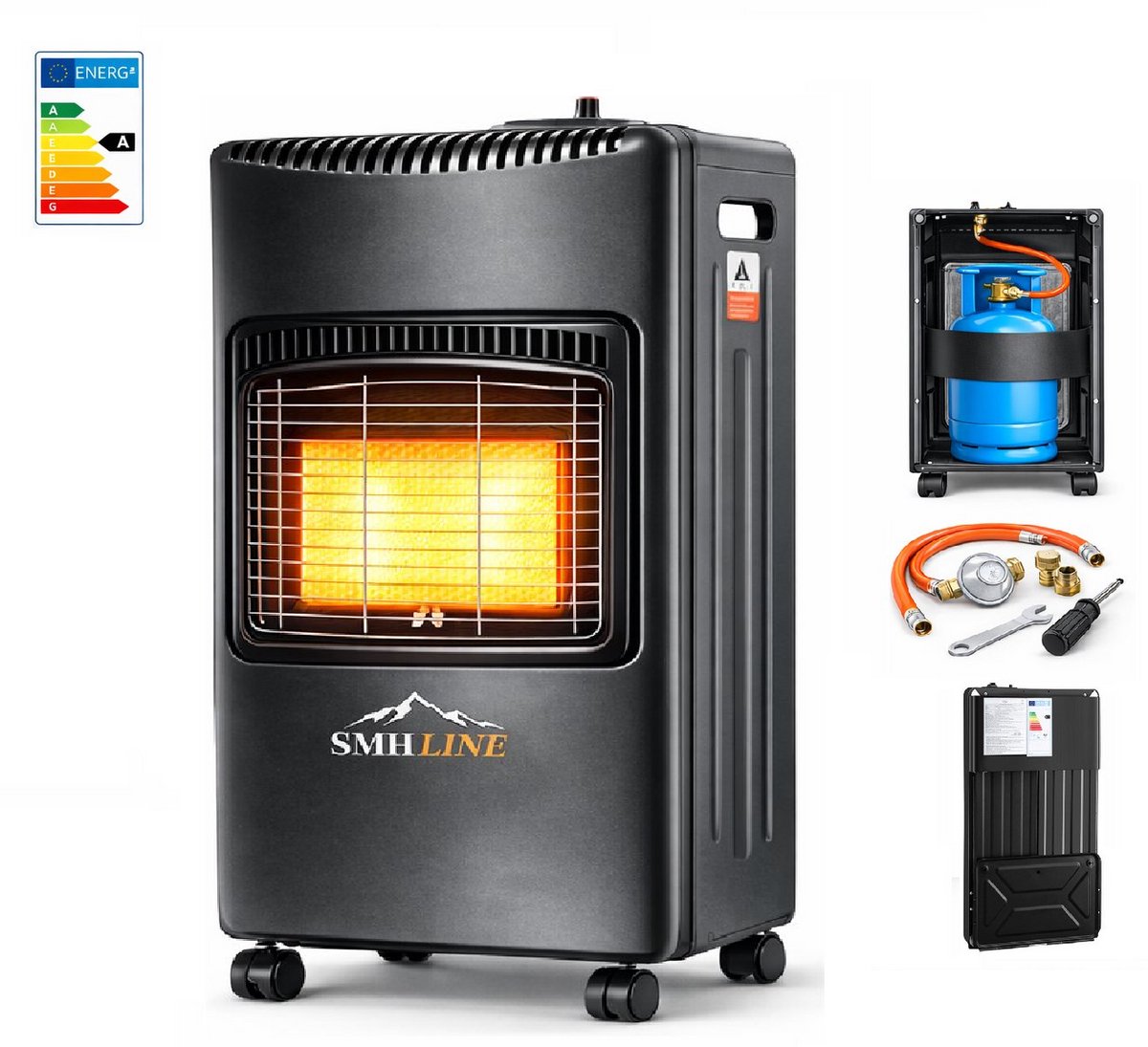 SMH LINE® Gaskachel - Mobiele Gaskachel - 4200W - 3 standen - Piëzo - Incl. Slang en Drukregelaar