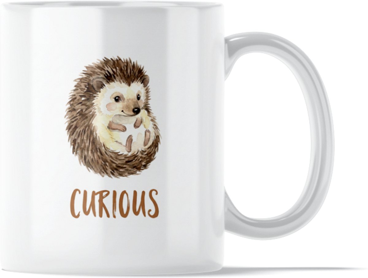 "Aquarel Series" Mok: Curious Hedgehog – Schattige Waterverf Mok met Lieve Egel - Positieve Herinnering om Nieuwsgierig te Blijven - Lief Dieren Cadeau voor Moeder of Vriendin