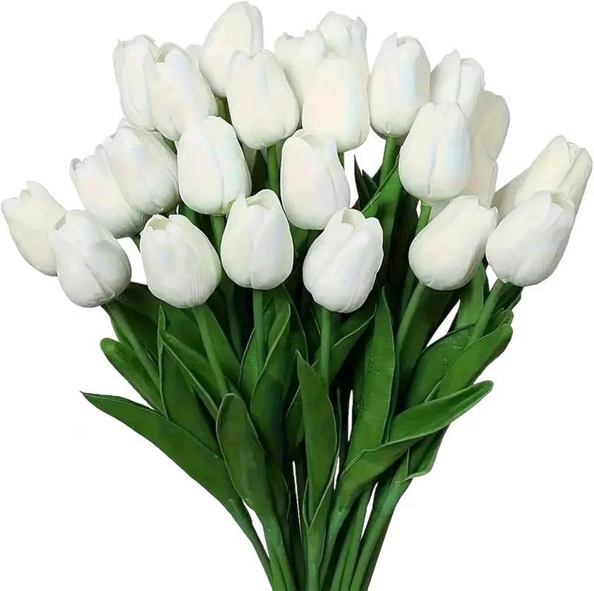 12x Witte Real Touch Kunsttulpen voor Decoratie Bruiloft en Huis