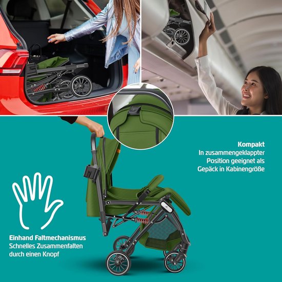 Lichte Kinderbuggy Opvouwbaar incl. Voetenzak en Regenhoes - Geschikt Vanaf Geboorte van Merkloos — afbeelding 3